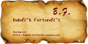 Babák Fortunát névjegykártya